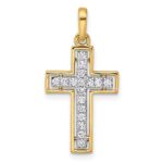 14k and White Rhodium 1/4 carat Diamond Cross Pendant