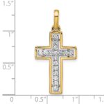 14k and White Rhodium 1/2 carat Diamond Cross Pendant - Image 4