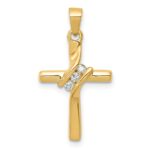 14k 3-Stone 1/20 carat AA Diamond Cross Pendant
