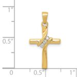 14k 3-Stone 1/20 carat AA Diamond Cross Pendant - Image 4
