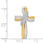 14k Two-tone 1/20 carat Diamond Cross Omega Slide Pendant - Image 4