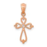 14K Rose Gold Diamond Accented Cross Pendant