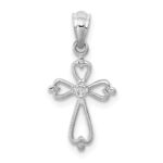 14K White Gold Diamond Accented Cross Pendant