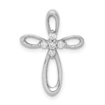 14k White Gold 1/10 carat Diamond Cross Chain Slide