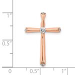 14k Rose Gold 1/5 carat Diamond Cross Chain Slide - Image 4