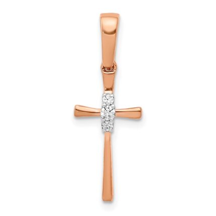 14k Rose Gold .03 carat Diamond Cross Pendant