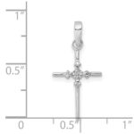 14k White Gold .01 carat Diamond Polished Cross Pendant - Image 4