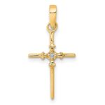 14k .01 carat Diamond Polished Cross Pendant