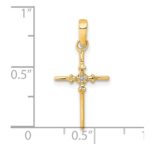 14k .01 carat Diamond Polished Cross Pendant - Image 3
