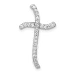 14k White Gold 1/4 carat Diamond Curved Cross Chain Slide