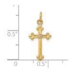10K Small Diamond Budded Cross Pendant - Image 4