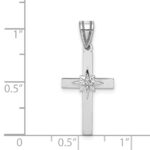 14k White Gold Diamond Star Cross Pendant - Image 4