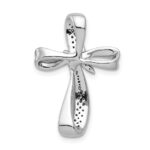 14k White Gold 1/4 carat Diamond Cross Chain Slide - Image 3