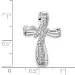 14k White Gold 1/4 carat Diamond Cross Chain Slide - Image 4