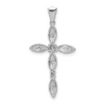 14k White Gold 1/10 carat Diamond Cross Pendant - Image 3