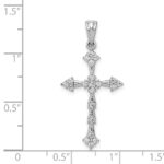 14k White Gold 1/4 carat Diamond Cross Pendant - Image 4