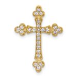 14k 1/3 carat Diamond Budded Cross Chain Slide