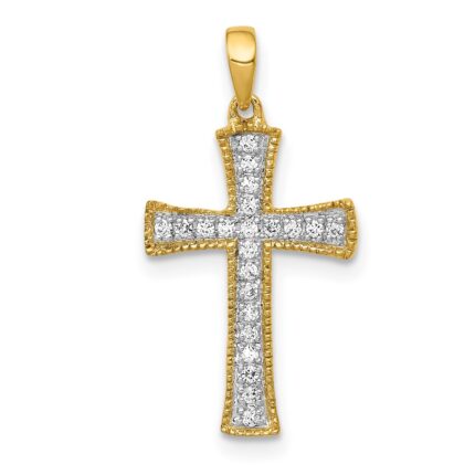 10K Yellow  1/10ct. Diamond Cross Pendant