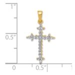 14k and White Rhodium 1/5 carat Diamond Fleur de Lis Cross Pendant - Image 2