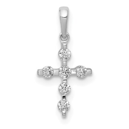 14k White Gold 1/6 carat Diamond Cross Pendant
