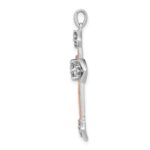 14k Two Tone Rose and White Gold 3/8 carat Lab Grown Diamond VS/SI+ G+ Complete Cross Pendant - Image 2