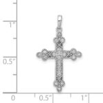 14k White Gold 1/10 carat Diamond Filigree Budded Cross Pendant - Image 4