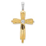 14k Two-tone 1/3 carat Diamond Passion Cross Pendant - Image 3