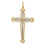 14k 1/4 carat Diamond Fancy Budded Cross Pendant