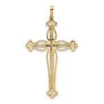 14k 1/4 carat Diamond Fancy Budded Cross Pendant - Image 3
