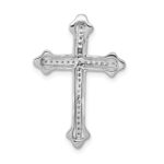 14k White Gold Polished 1/10 carat Diamond Budded Cross Chain Slide - Image 3