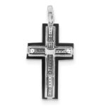 14k White Gold 1/4 carat Diamond and Onyx Cross Pendant - Image 3