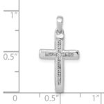 14k White Gold Small 1/10 carat Diamond Cross Pendant - Image 4