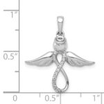 14k White Gold Diamond Infinity Angel Pendant - Image 4