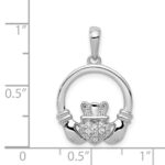14k White Gold Diamond Claddagh Circle Pendant - Image 4