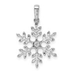 14k White Gold 1/6 carat Diamond Snowflake Pendant - Image 3