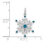 14k White Gold 1/6 carat Blue and White Diamond Snowflake Pendant - Image 4
