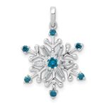 14k White Gold 1/4 carat Blue and White Diamond Snowflake Pendant