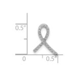 14k White Gold 1/10 carat Diamond Awareness Ribbon Chain Slide - Image 4