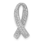 14k White Gold 1/3 carat Diamond Awareness Ribbon Chain Slide