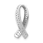 14k White Gold 1/3 carat Lab Grown Diamond VS/SI+ G+ Complete Awareness Ribbon Chain Slide Pendant - Image 3