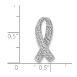 14k White Gold 1/3 carat Diamond Awareness Ribbon Chain Slide - Image 4