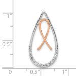 14k Two-tone 1/10 carat Diamond Awareness Ribbon Teardrop Chain Slide - Image 4