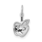 14k White Gold Diamond Apple Charm - Image 3
