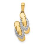 14k and White Rhodium Diamond Flip Flops Charm