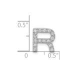 14K  White Gold Diamond Letter R Initial Charm - Image 4