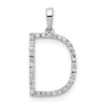 14K White Gold Diamond Letter D Initial Pendant