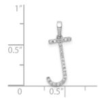 14K White Gold Diamond Letter J Initial Pendant - Image 4