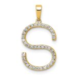 14K Diamond Letter S Initial Pendant