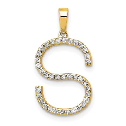 14K Diamond Letter S Initial Pendant