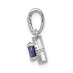 14k White Gold .69 Round Tanzanite and Diamond Halo Pendant - Image 2